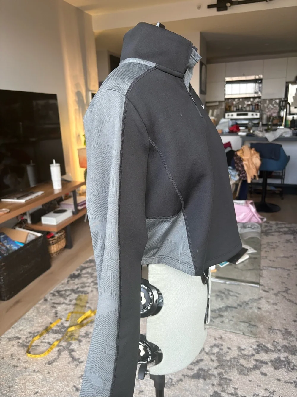 Nike Black and Gray Pro Compression Top